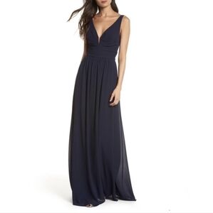 NWT Lulu's Leading Role Navy Maxi Gown